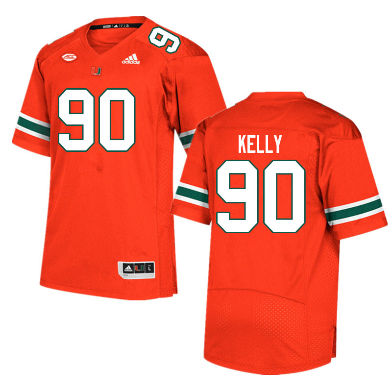 Men #90 Nyjalik Kelly Miami Hurricanes College Football Jerseys Sale-Orange